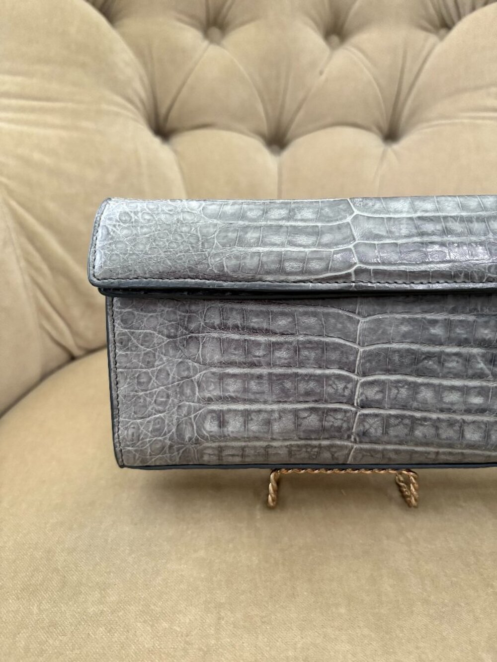 Auth BYRON NEW YORK Genuine Crocodile Flap Clutch Bag...GORGEOUS!